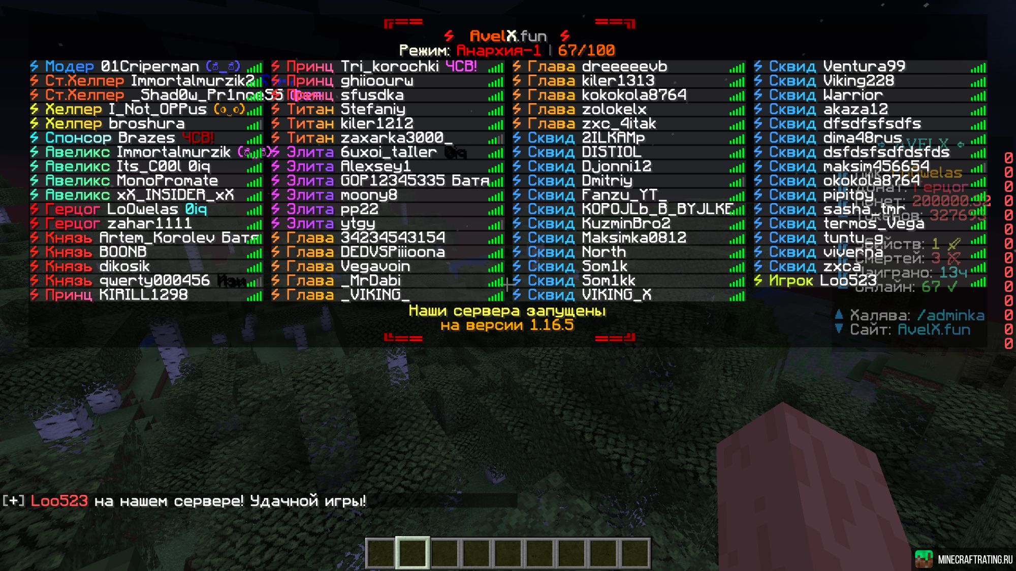 Скриншот AvelX - Лучшая анархия ! сервер Майнкрафт