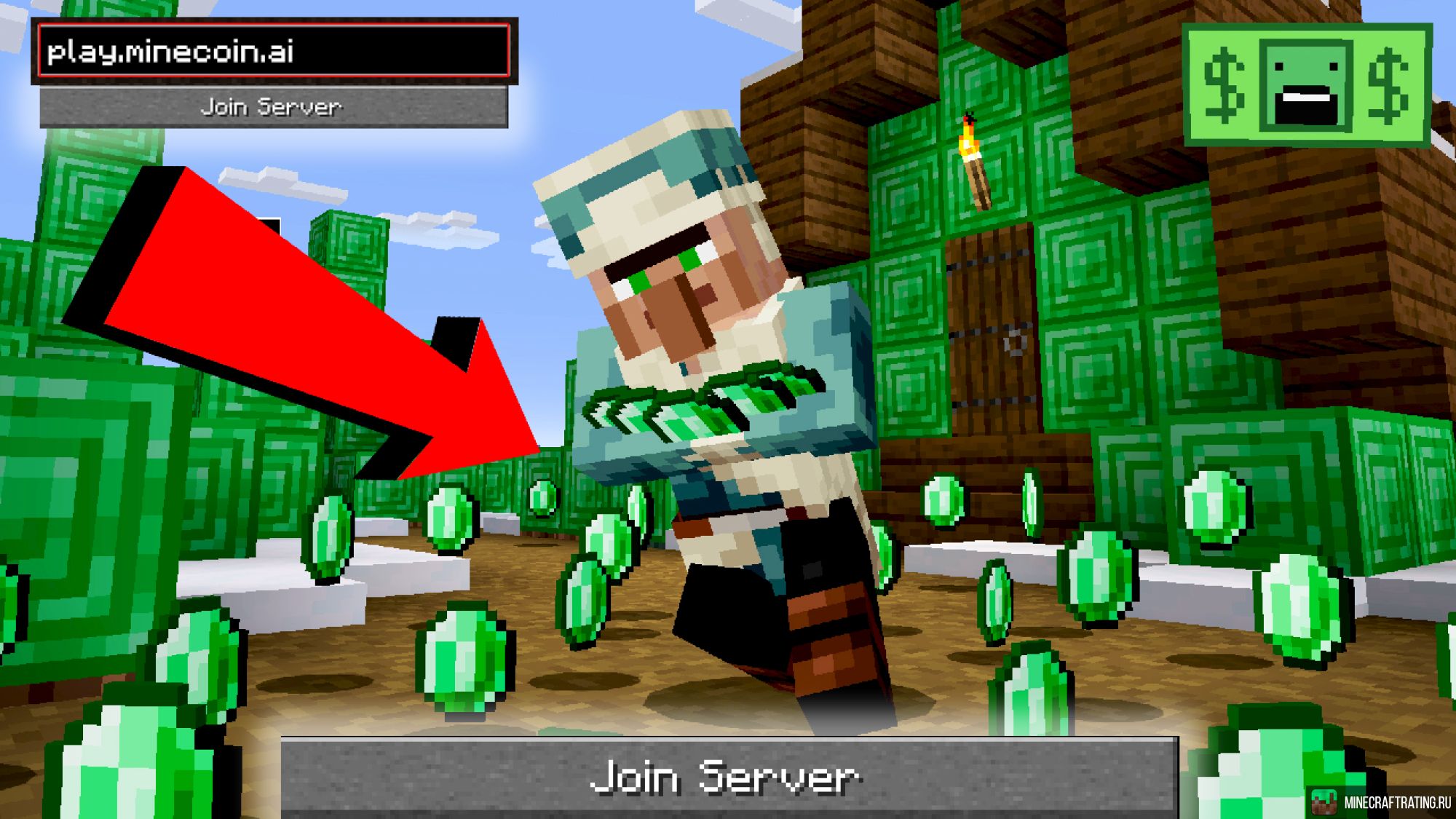 Скриншот MinelCoin.AI - сервер, где платят $ сервер Майнкрафт