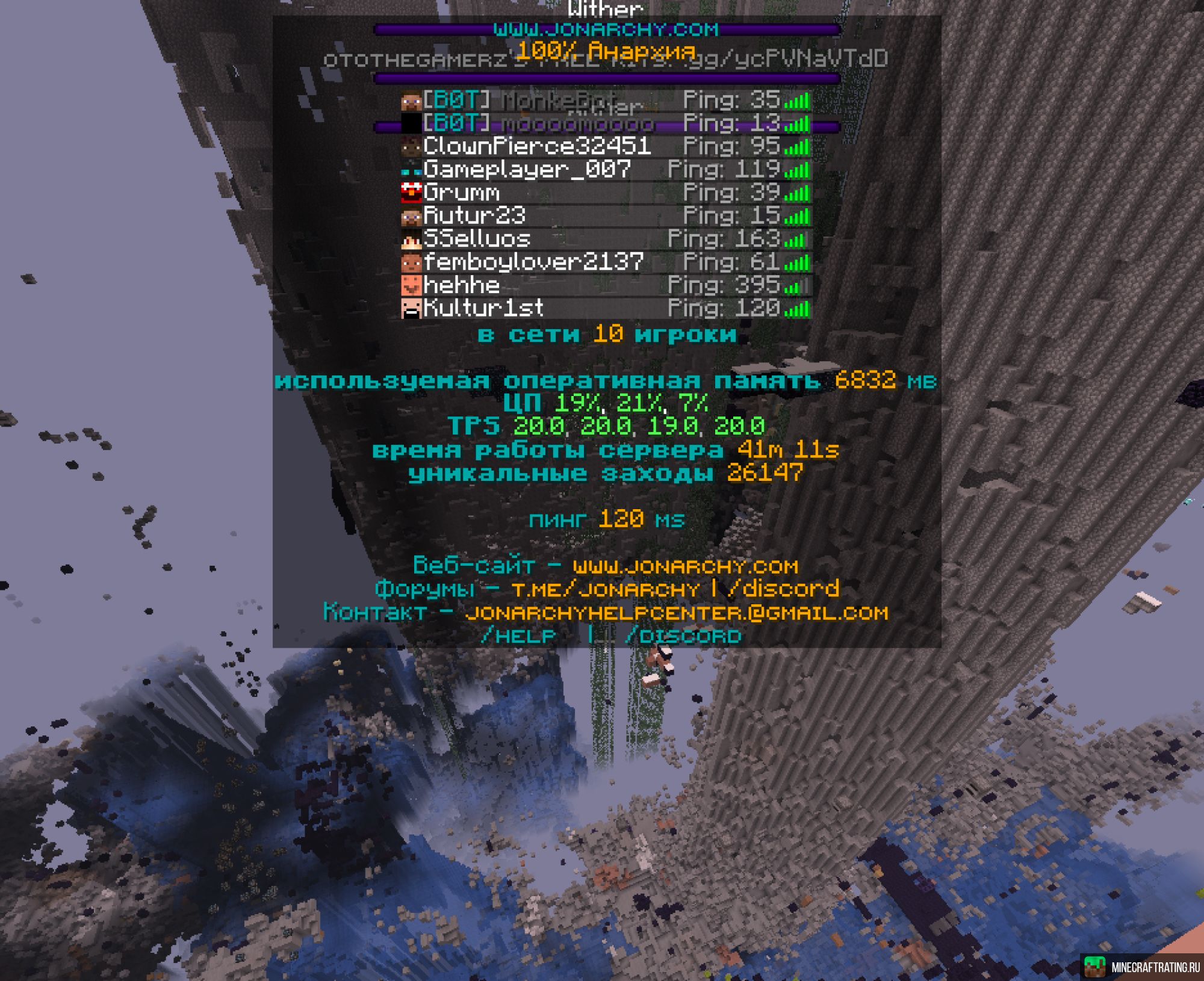 Скриншот Джонархи сервер Майнкрафт